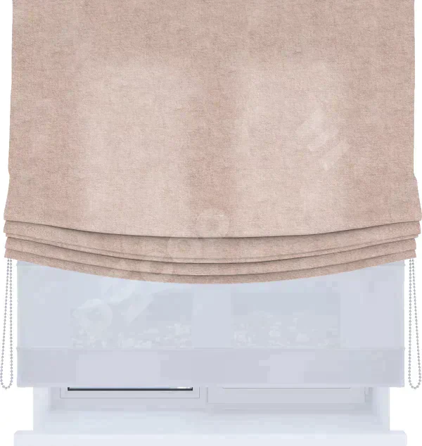 Римская штора «Кортин», канвас пудровый, день-ночь с мягкими складками