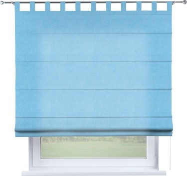 Римская штора на петлях «Кортин», ткань вельвет голубой