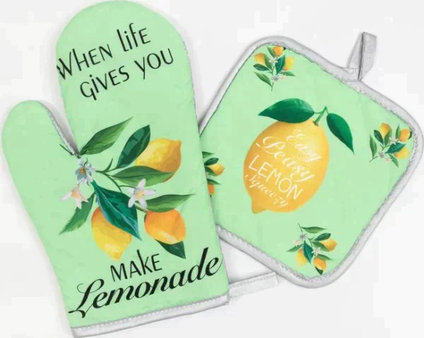 Кухонный набор Доляна Lemon, прихватка 17*17 см, рукавица 26*16 см,100% п/э