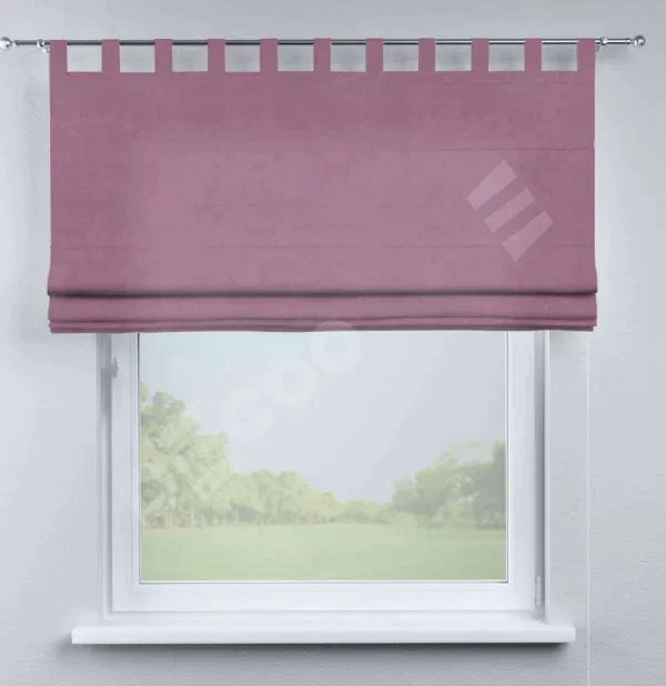 Римская штора на петлях «Кортин», ткань вельвет лиловый