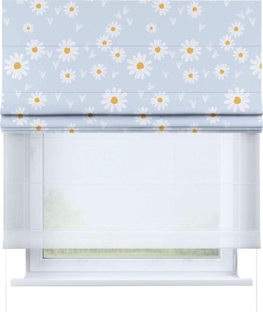 Римская штора «Кортин» день-ночь «Летние ромашки»