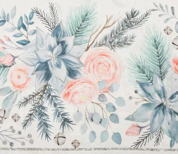 Скатерть "Этель" Christmas flowers 149х220см с ГМВО, 100%хл, 190г/м2