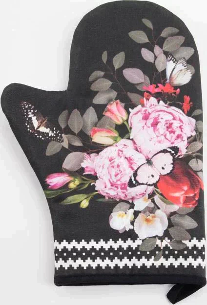 Варежка-прихватка "Flowers" 20х28см,саржа, 100% х/л, ватин 250г/м2