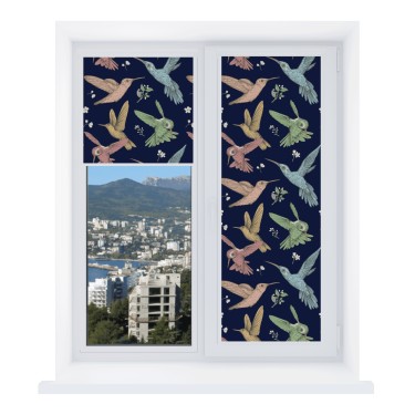 Рулонная штора Уни 2 с принтом Птицы и цветы