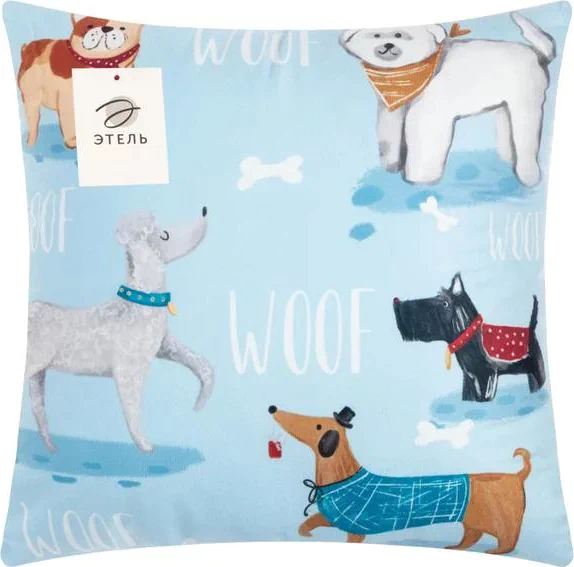 Подушка декоративная Этель "Woof", 40х40 см, 100% полиэстер, велюр