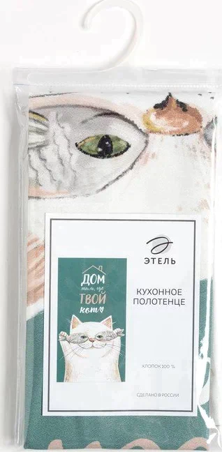 Полотенце "Этель" Кот 40х73 см, 100% хл, саржа 190 гр/м2