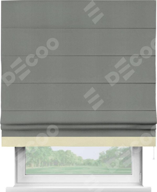 Римская штора «Кортин» с кантом Джестер, для проема, ткань блэкаут однотонный тёмно-серый