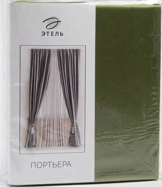 Штора портьерная "Этель" ширина 200 см, высота 250 см, цвет фисташковый, глянцевая