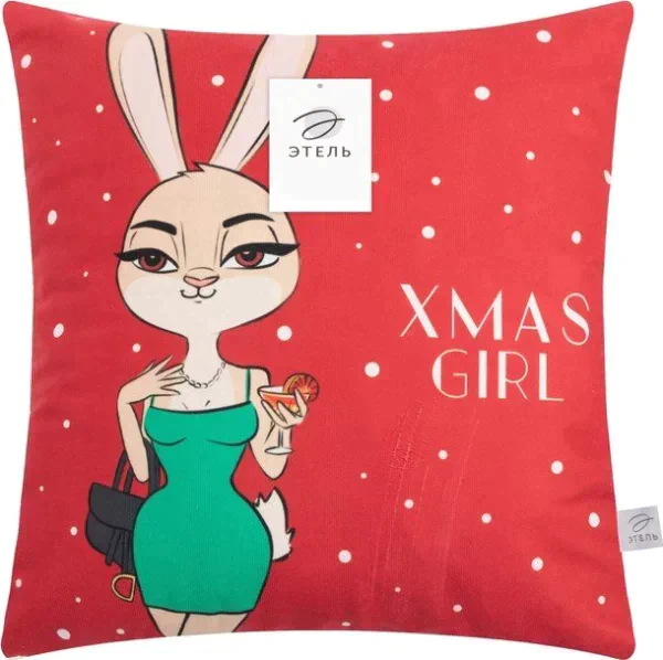 Наволочка на подушку Этель "Xmas girl", 40*40 см, 100 п/э, велюр