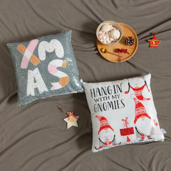 Наволочка с пайетками Этель "XMAS" 40х40 см, 100% п/э