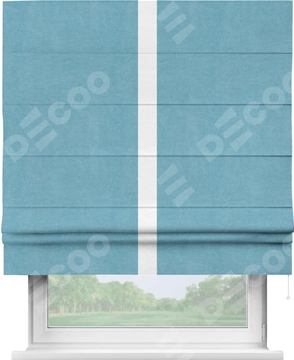 Римская штора «Кортин» с кантом Хайвэй, для проема, ткань вельвет ментоловый