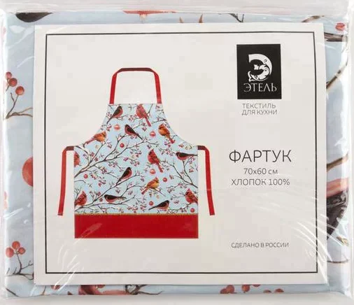 Фартук "Этель" Winter birds 60х70см, 100% хл, саржа 190 гр/м2
