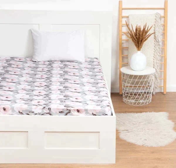 Простыня на резинке Этель 160х200х25 см, Peonies, 100% хлопок, поплин,125 г/м2