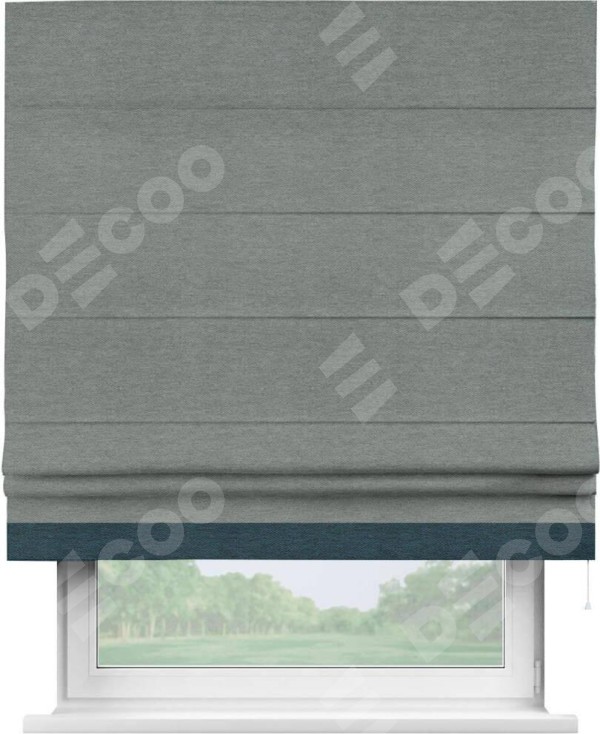 Римская штора «Кортин» с кантом Джестер, для проема, ткань твид блэкаут, серый