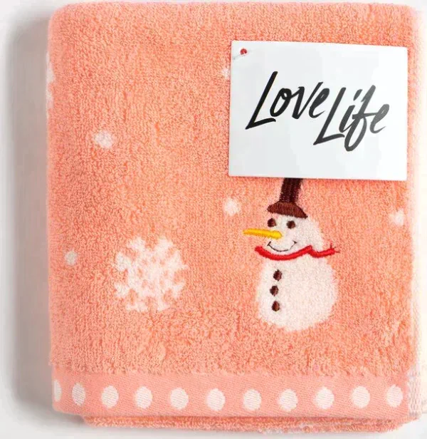 Полотенце махровое LoveLife "Снеговик" 35*75±3 см, цв.розовый, 100% хлопок, 350 г/м2