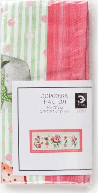 Дорожка на стол "Этель" Тюльпаны  30х70 см, 100% хл, саржа 190 гр/м2