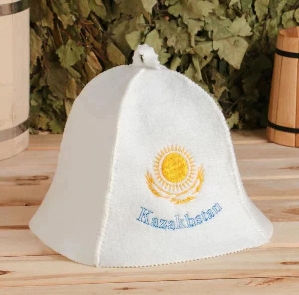 Шапка для бани с вышивкой "Kazakhstan"