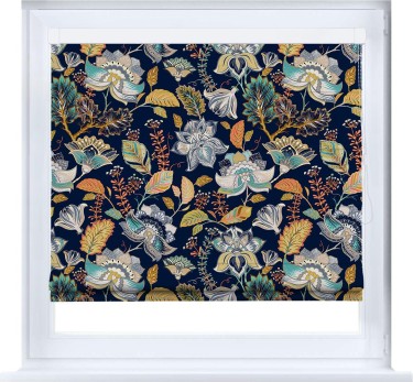 Римская штора «Кортин» кассетная «Тёмный букет»