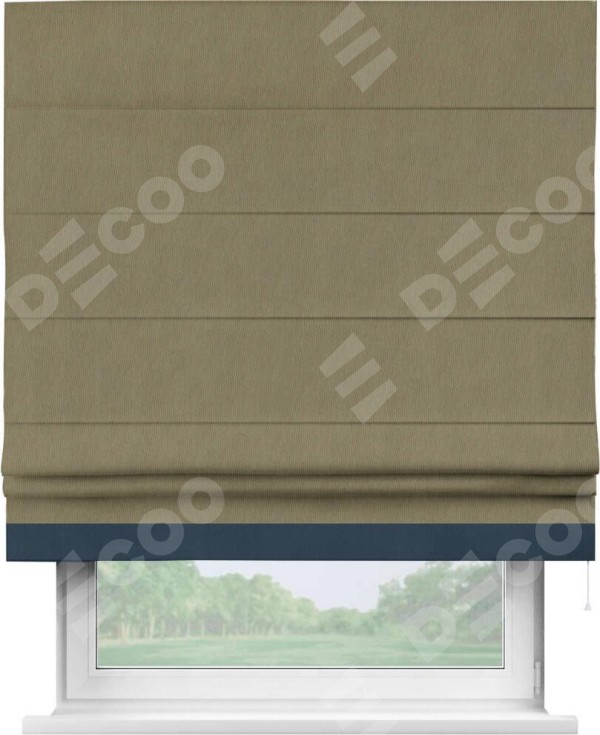 Римская штора «Кортин» с кантом Джестер, для проема, ткань блэкаут однотонный бежево-золотой