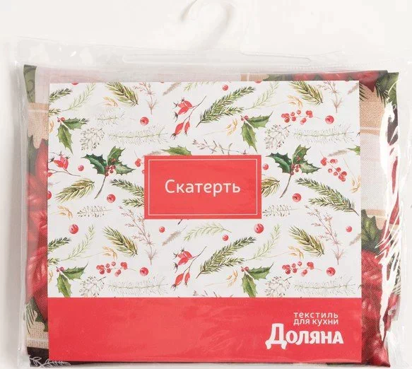 Скатерть Доляна Love 145×300 см, 100% п/э