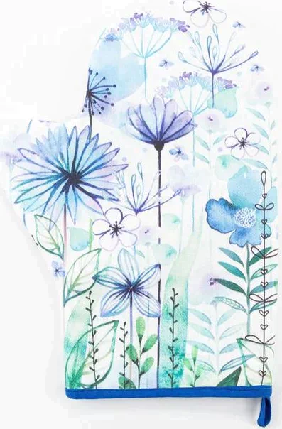 Варежка-прихватка "Blue flowers" 20х28см,саржа, 100% х/л, ватин 250г/м2