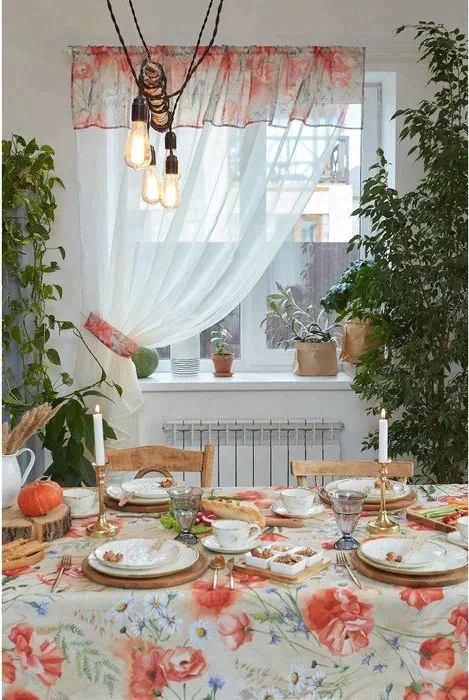 Тюль с подхватом и ламбрекеном "Маки" 250х200см, 100% п/э, вуаль