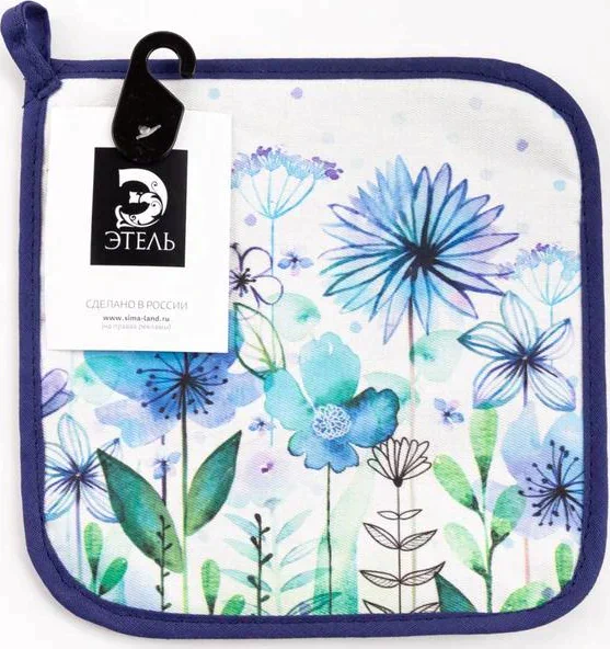 Прихватка "Blue flowers" 19х19 саржа,100% х/л,ватин 250г/м2