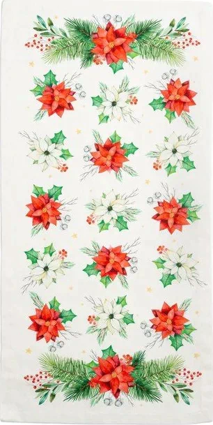 Дорожка на стол "Этель" Christmas red flowers 30х70 см, 100% хл, саржа 190 гр/м2