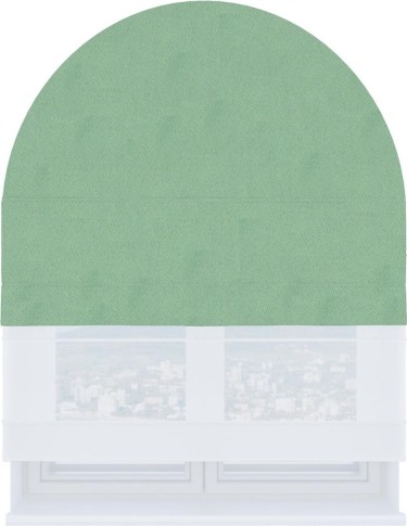 Римская штора «Кортин», блэкаут однотонный ментоловый, день-ночь для арочного проёма