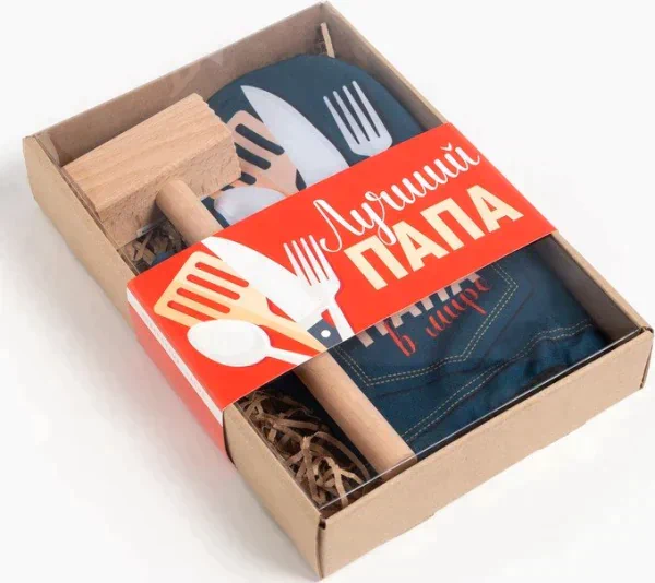 Кухонныйнабор «Лучший папа», варежка-прихватка 20х28см, молоток деревян.