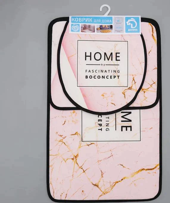 Набор ковриков для ванны и туалета Доляна Home, 3 шт: 50×80, 45×50, 38×43 см, цвет розовый