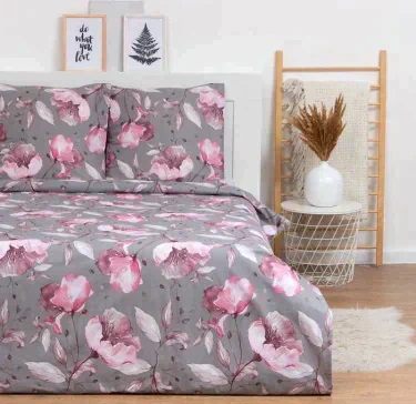 КПБ евро LoveLife Pink flowers: пододеяльник 200*217см+наволочка 70*70см-2шт,поплин125 г/м²