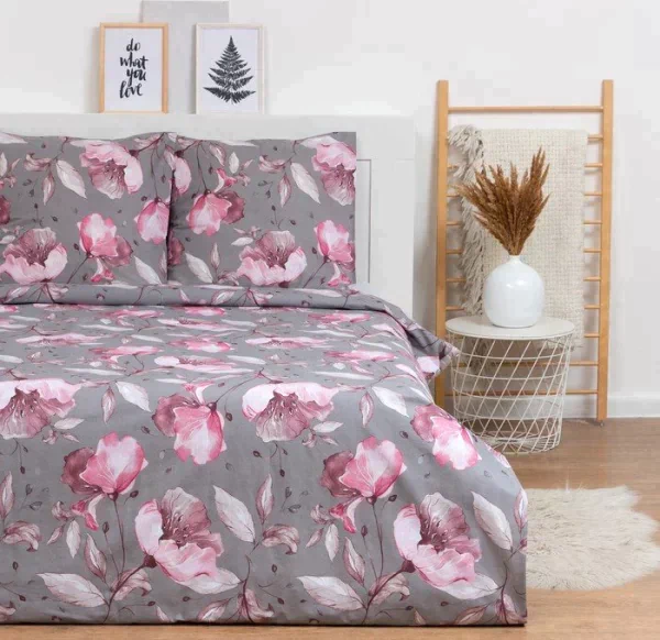 КПБ евро LoveLife Pink flowers: пододеяльник 200*217см+наволочка 70*70см-2шт,поплин125 г/м²