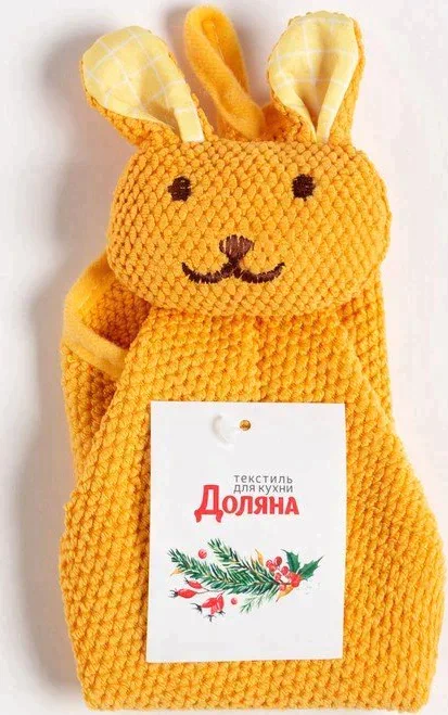 Полотенце кухонное Доляна "Заяц", цв. желтый 30*30 см 280гр/м2