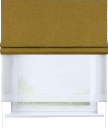 Римская штора «Кортин» день-ночь, ткань вельвет светло-коричневый