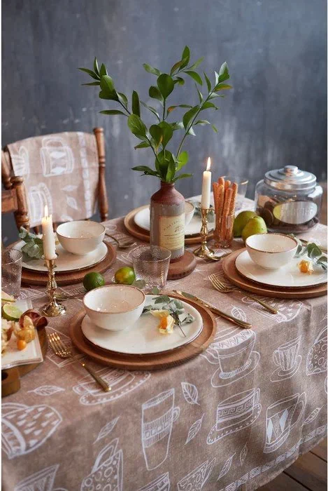 Скатерть "Доляна" Cup of tea 180х144 см, 100% хлопок, 164 г/м2