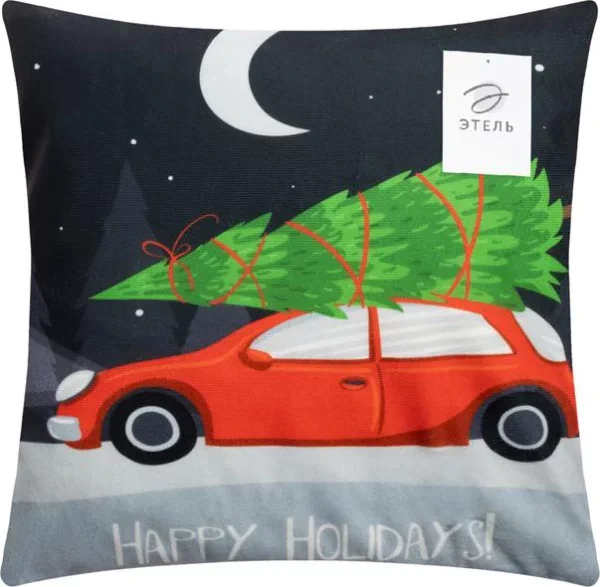 Новогодняя наволочка декоративная Этель "Happy Holidays" 40 х 40 см, 100% п/э