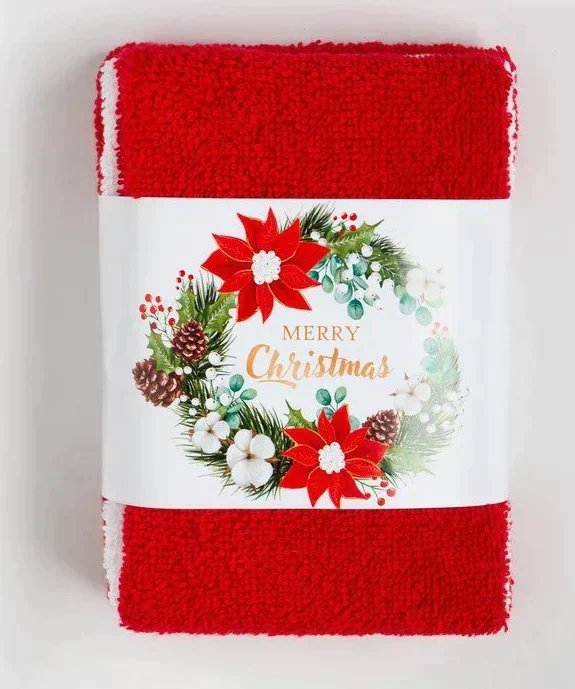 Набор махровых полотенец Этель Merry christmas 30х30 см-3шт, 340гр/м2, 100% хлопок