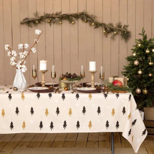 Скатерть Доляна «Новый год: Christmas mood» 146х180см, 100%хл, рогожка 164 г/м2
