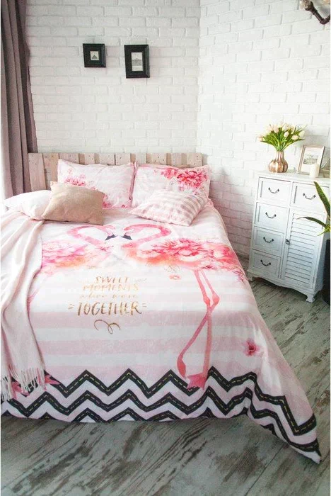 Постельное белье "Этель" 2 сп Flamingo 175*215 см, 200*220 см, 50х70+3 см - 2 шт