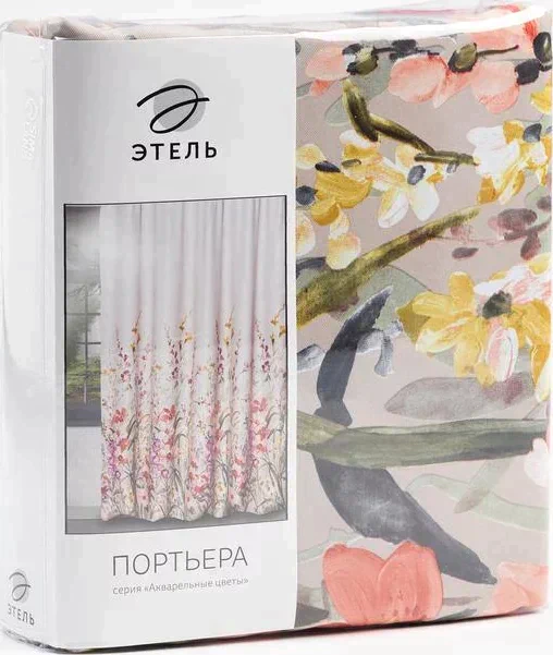 Штора портьерная Этель "Акварель" цв.коралловый, 250*265 см, пл. 210 г/м2, 100 п/э