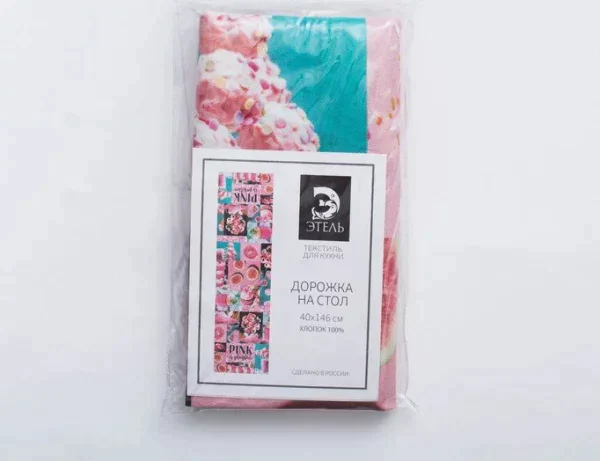 Дорожка на стол "Этель"  PINK 40х146 см, 100% хл, саржа 190 гр/м2