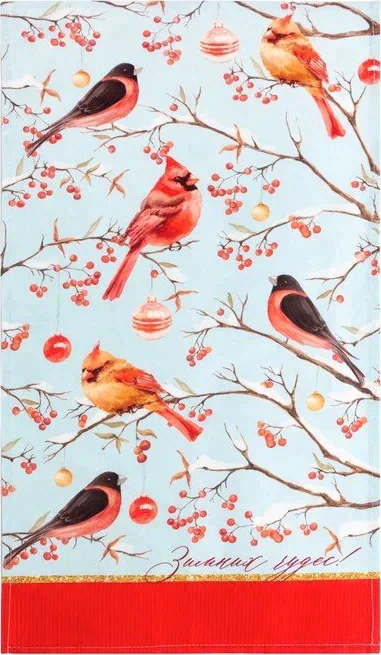 Набор подарочный "Этель" Winter birds, фартук, полотенце, прихватка
