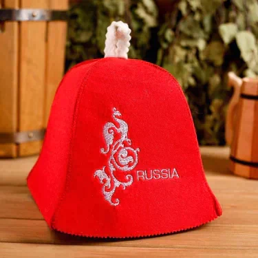 Шапка для бани "Russia" красная