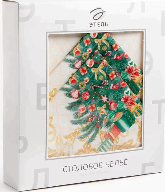 Скатерть "Этель" Golden Christmas  d=150 +/- 3см с ГМВО, 100%хл, саржа 190 гр/м2