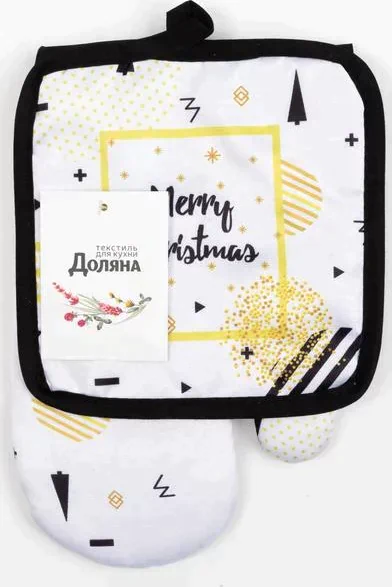 Кухонный новогодний набор Доляна Merry Christmas, прихватка 17*17 см, варежка 25*17 см,100% п/э
