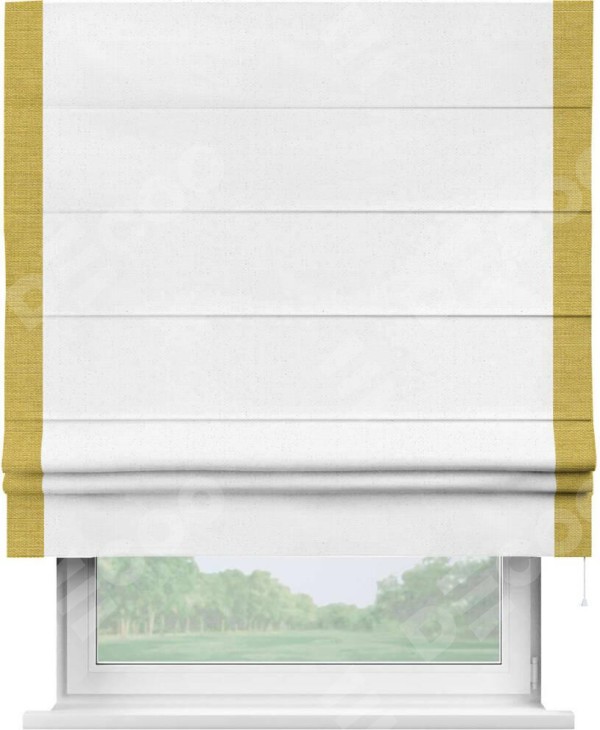 Римская штора «Кортин» с кантом Стрим Дуо, для проема, лён цвет белый