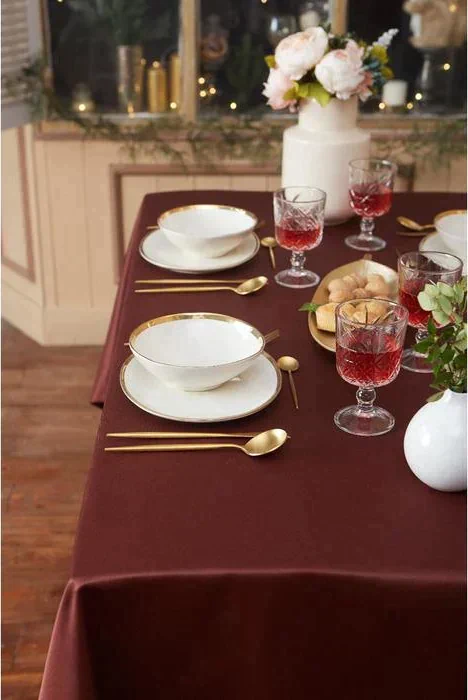 Скатерть "Этель" Cozy 150*250 +/-3см, цв.шоколад, пл. 192 г/м2, хл с ВГМО