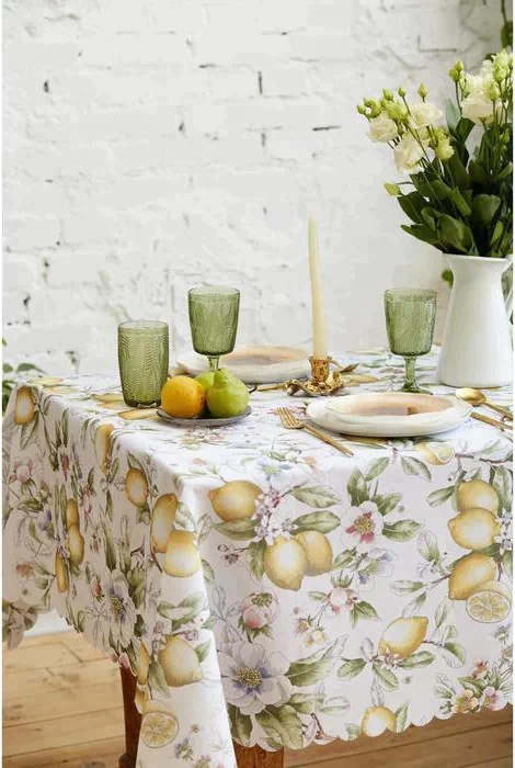 Скатерть Доляна Lemon paradise 145х300 см, 100% п/э