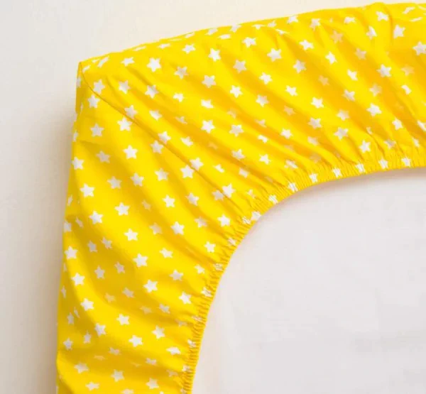 Простыня на резинке LoveLife Yelow stars 60*120+20 см, 100% хлопок, сатин
